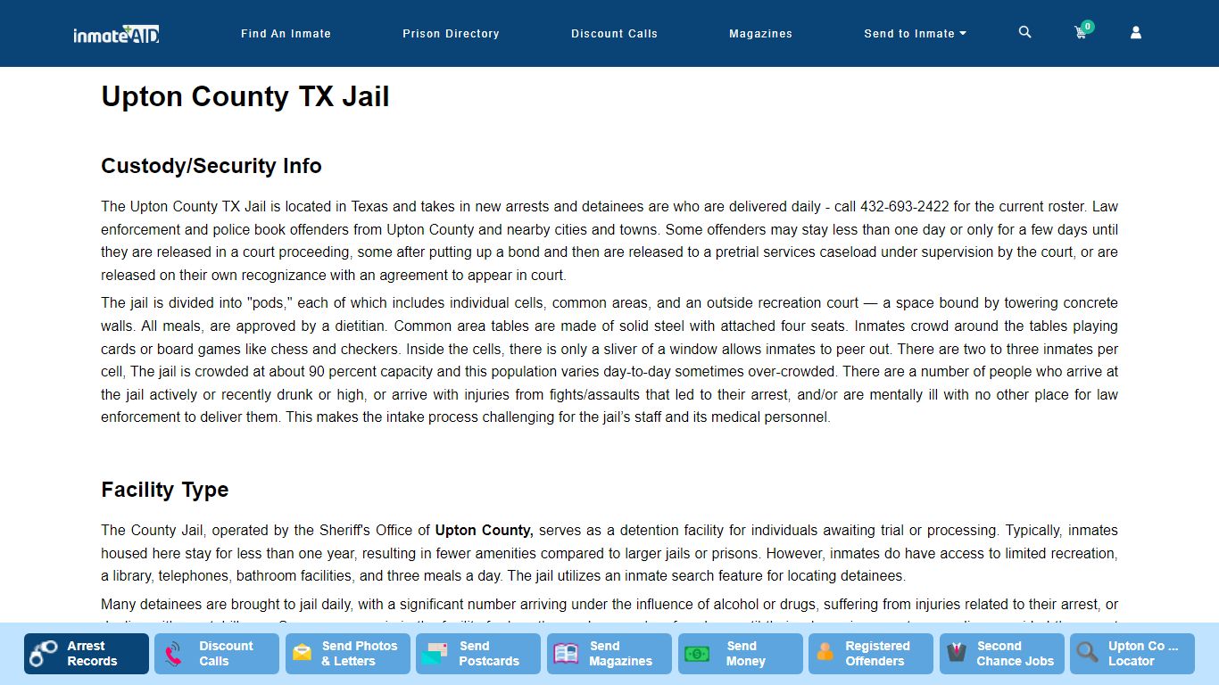 Upton County TX Jail - InmateAid