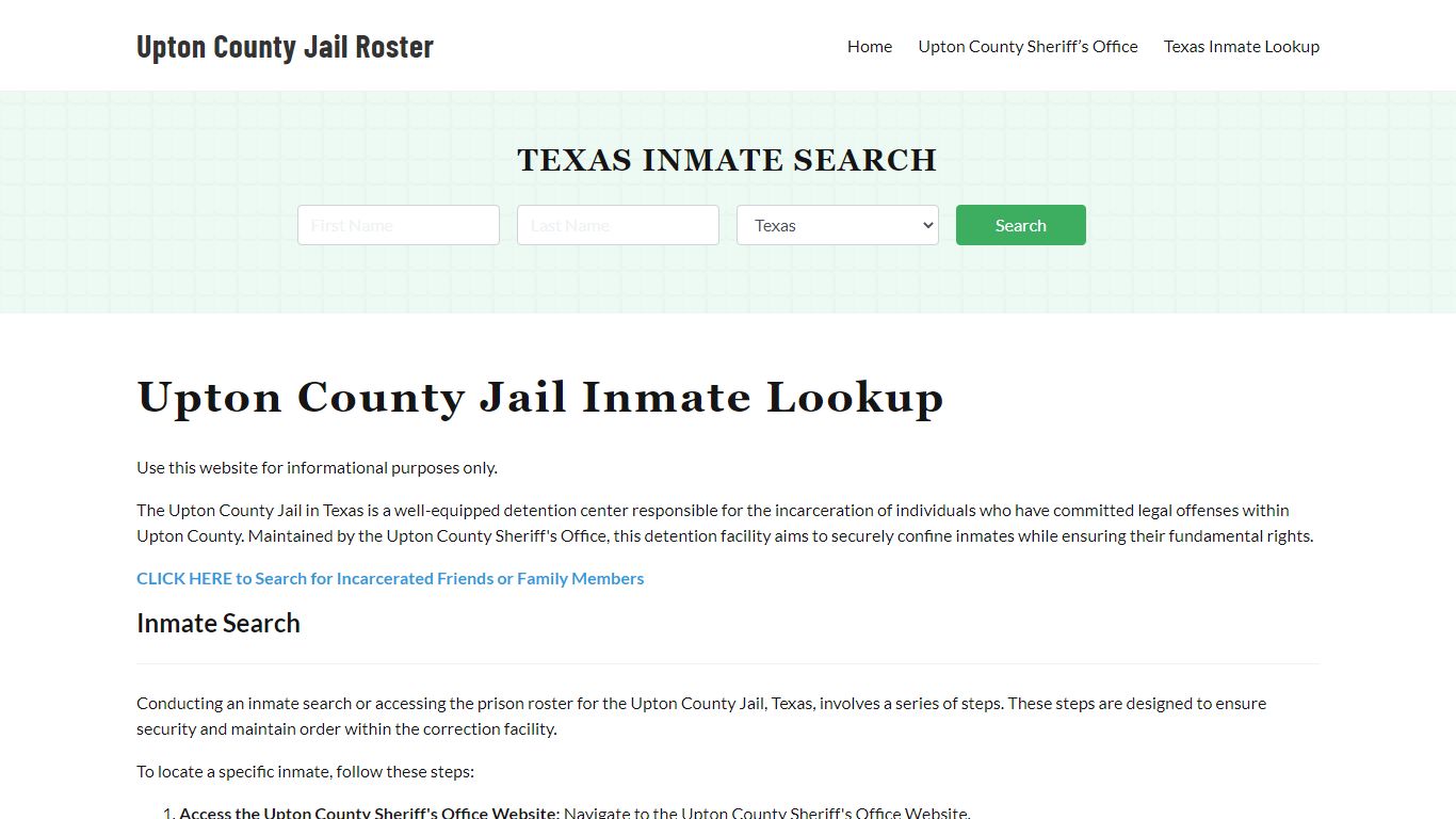 Upton County Jail Roster Lookup, TX, Inmate Search