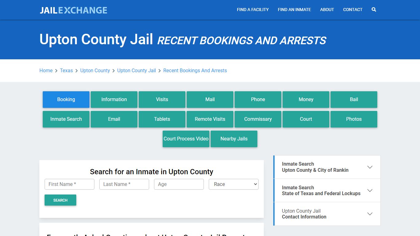 Upton County Jail Recent Bookings And Arrests - Jail Exchange