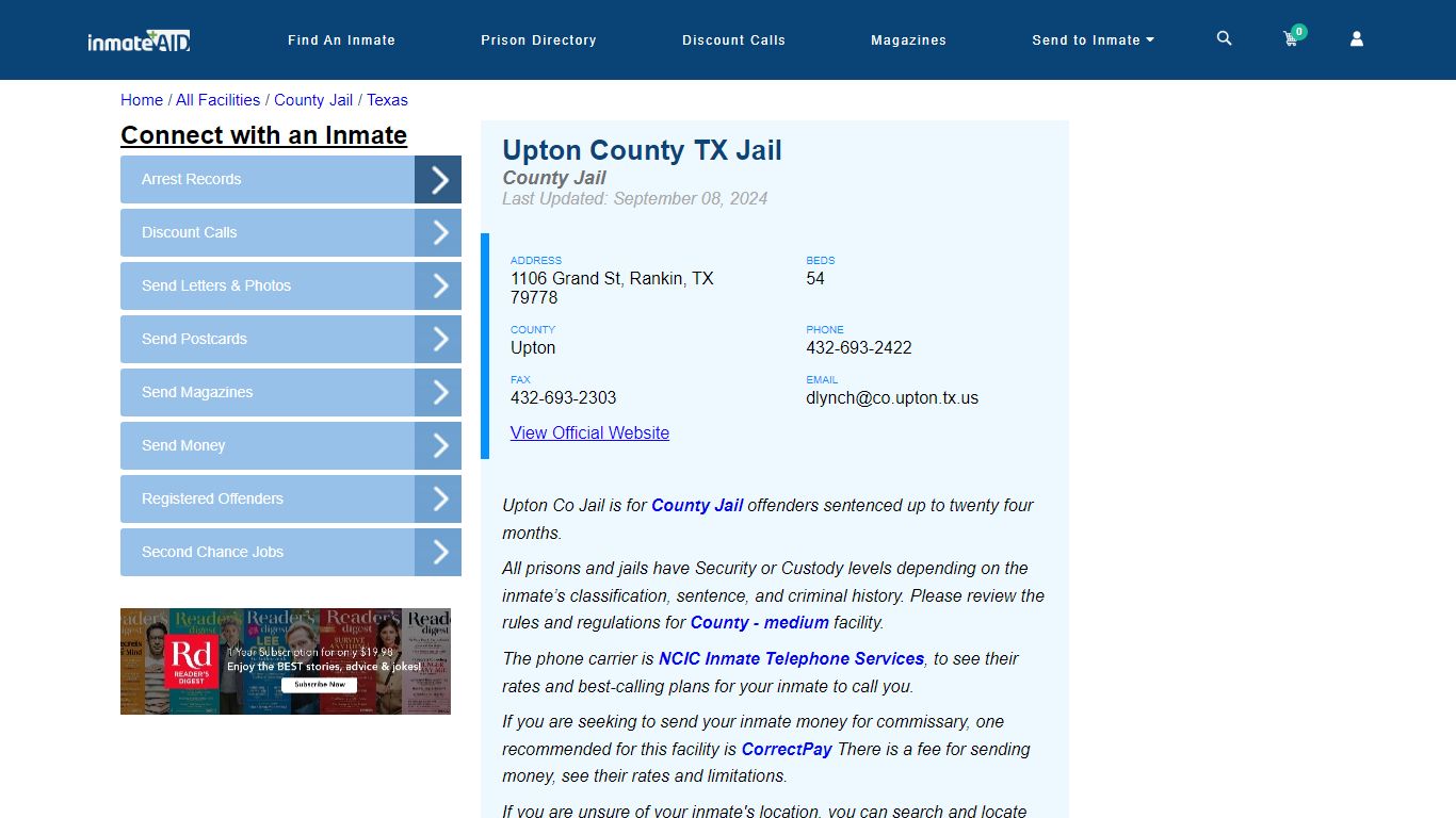 Upton County TX Jail - Inmate Locator